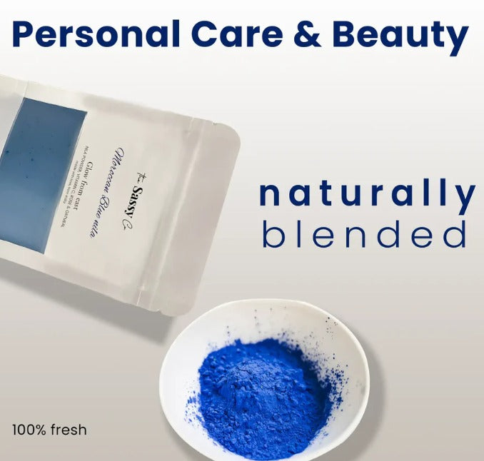Blue Nila Powder rejuvenating face mask by 1361, designed for radiant skin and improving stretch marks and scars.
