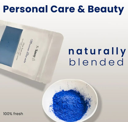 Blue Nila Powder rejuvenating face mask by 1361, designed for radiant skin and improving stretch marks and scars.