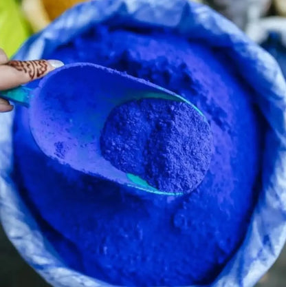Blue Nila Powder rejuvenating face mask in a jar, designed for radiant skin and improving stretch marks and scars.