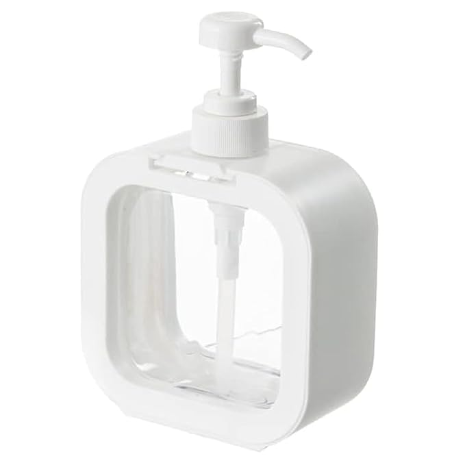 Refillable plastic soap dispenser with pump, suitable for hand wash, dish soap, shampoo, and lotion in kitchen or bathroom.
