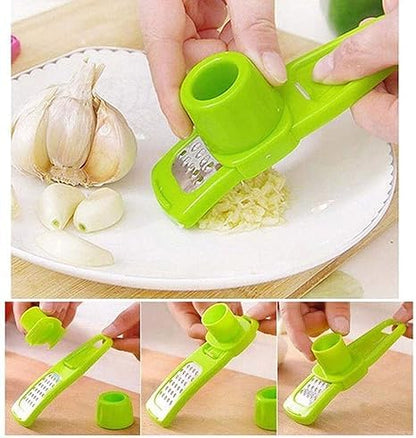 Multicolor garlic and ginger dry fruit slicer and grater, kitchen utensil set for chopping and grinding vegetables.