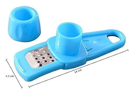 Multicolor garlic and ginger dry fruit slicer and grater, a versatile kitchen tool for chopping and grinding spices.