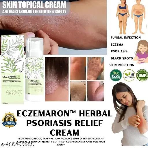 Eczemaron antifungal cream for ringworm, eczema, and fungal infections in a tube, shown with a white and blue packaging design.