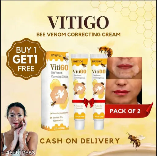Pack of two Vitiligo Bee Venom Treatment Cream jars by 9242, designed for stretch marks and scar reduction.