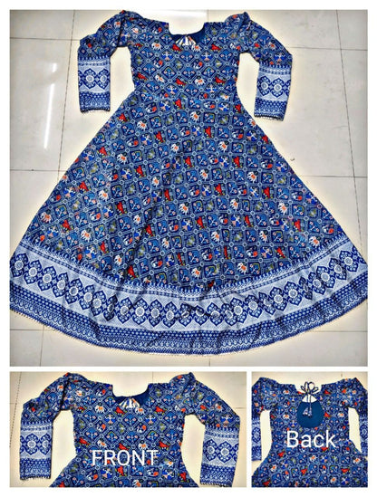 Elegant women's printed Georgette gown by 19198, featuring trendy design for parties, weddings, and festivals.