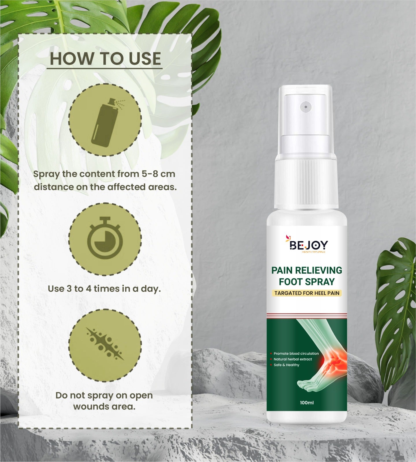 Bejoy Fresh Foot Deodorant and Foot Spray bottle from 16182, designed to eliminate foot odor and keep feet smelling fresh.