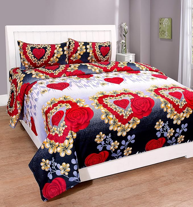 Soft microfiber double floral flat bedsheet from 1464 with colorful floral pattern, smooth texture, and crisp finish.
