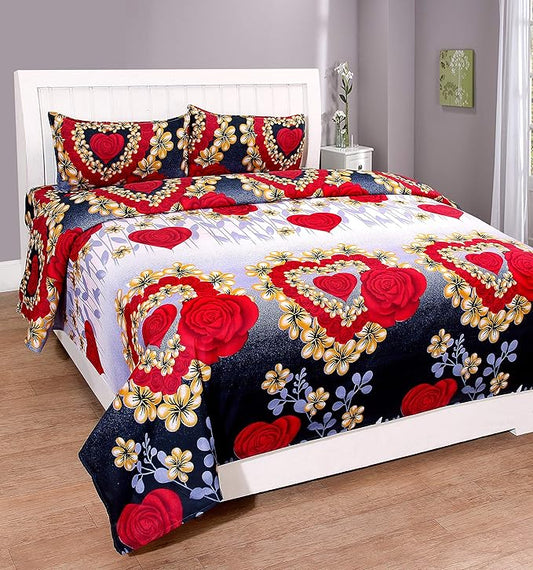 Soft microfiber double floral flat bedsheet from 1464 with colorful floral pattern, smooth texture, and crisp finish.