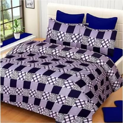 Microfibre double 3D luxury bedsheet with matching pillow covers from 1464, showcasing soft, textured fabric and vibrant design.