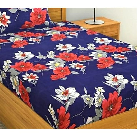 Polycotton 3rd print bedsheet with matching pillow cover for single bed, featuring vibrant design by 1464.