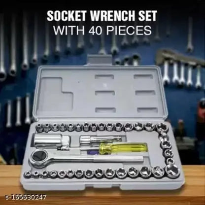 40-piece socket tool kit with various hand sockets and tools, ideal for mechanical and DIY projects, by 19334.