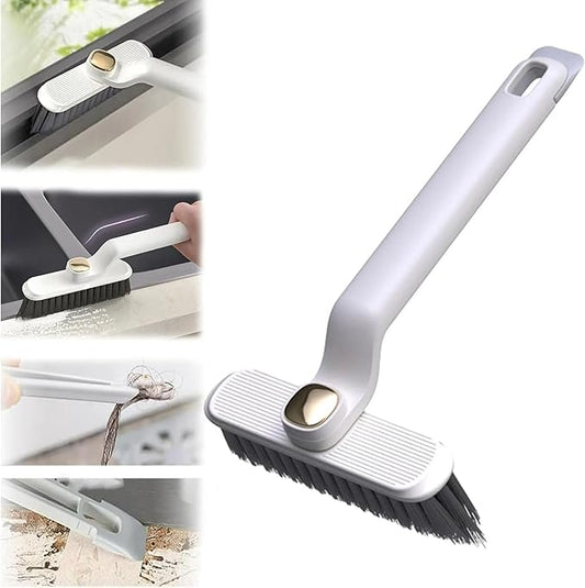 Multi-function rotating crevice cleaning brush with hard bristles for bathroom, bathtub, and kitchen cleaning, featuring 360-degree rotation.