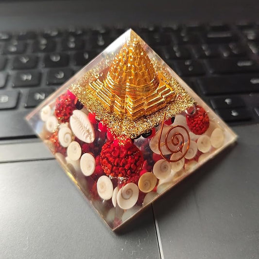 Small 65-70 MM Laxmi Pyramid for wealth, prosperity, success, health, peace, and good luck, used as a pooja article.