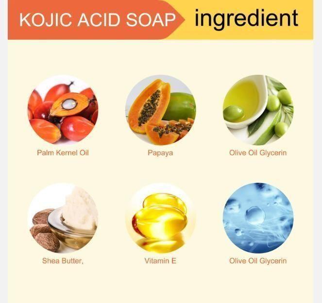 Six Kojic Acid Soap bars from 18051, moisturizing bathing soap pack, with smooth lather and whitening ingredients, for brightening skin.