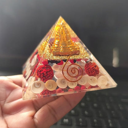 Small Laxmi Pyramid Pooja article, 65-70mm, for attracting wealth, prosperity, success, health, peace, and good luck.