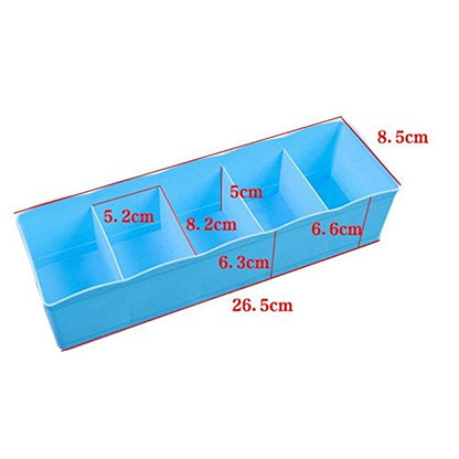 Set of four 19357 personal sock and undergarment storage drawer organizers in assorted colors, with compartments for neat organization.