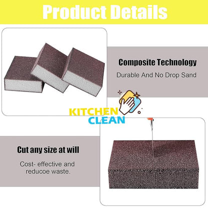 Multipurpose sand scrub sponge pad for kitchen cleaning, featuring abrasive surface for tough stains and grime.