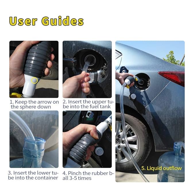 Portable manual oil transfer pump kit with 2M siphon hose, suitable for petrol, diesel, and liquids, by 19357.