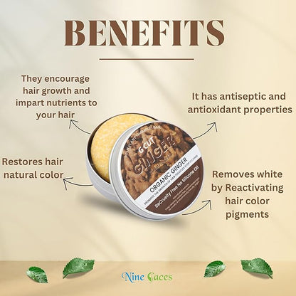 Natural ginger shampoo bar by 19383, a hair cleansing and color restoring shampoo bar for revitalizing, nourishing, and shining hair.