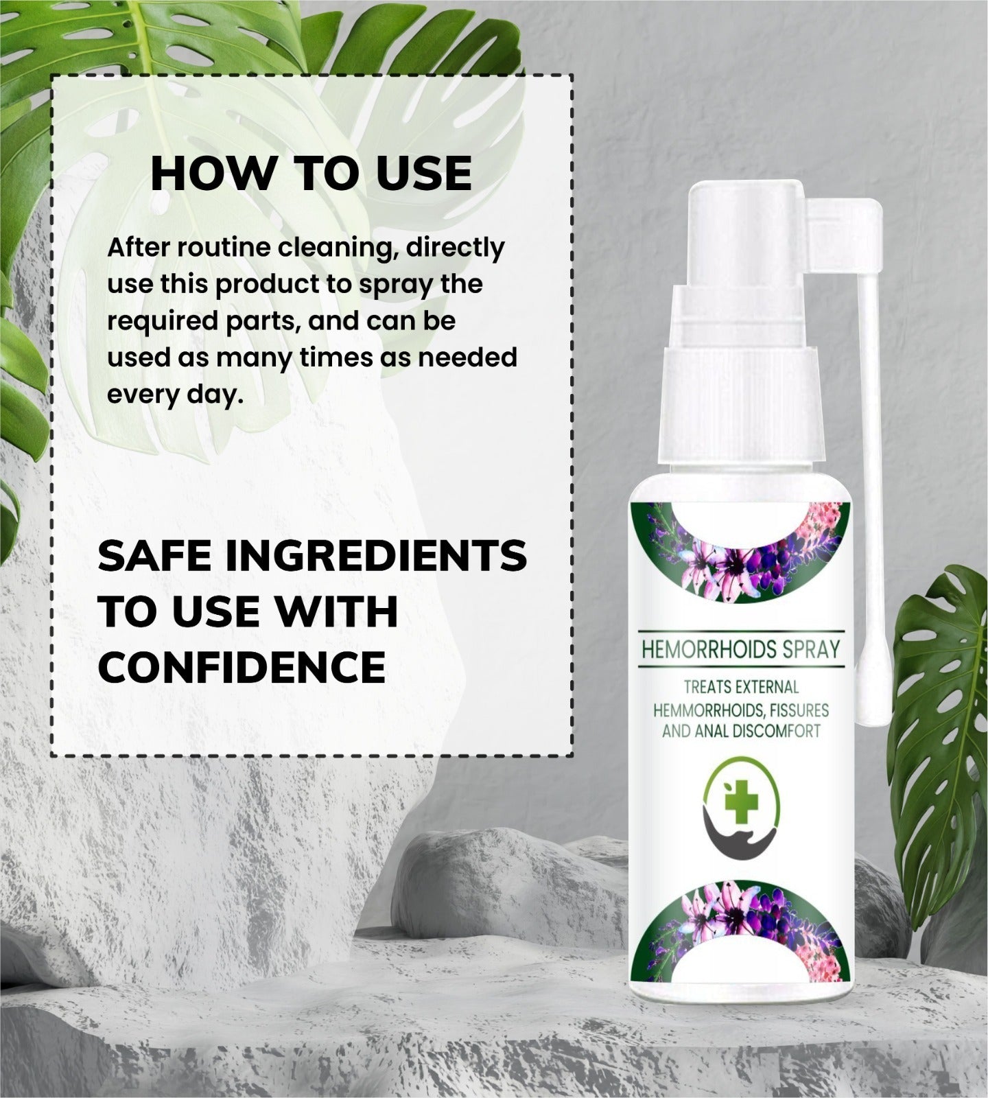 Herbal Piles Spray for men and women by 16182, showing the spray bottle with herbal oil for alleviating painful piles.