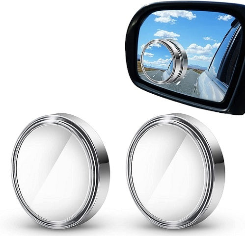 18057 Carvito 2-inch round convex cycle mirror with HD glass, 360° wide-angle view for bike rear and side visibility.