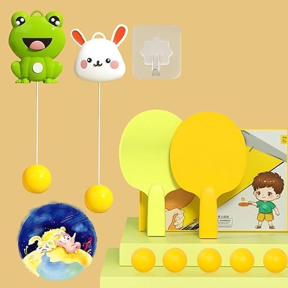 Indoor hanging table tennis set by 18057 with rackets and ball, designed for indoor table tennis play.
