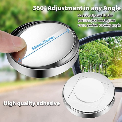Round Carvito 2-inch HD convex cycle mirror with 360° wide angle for improved rear and side view on bikes.