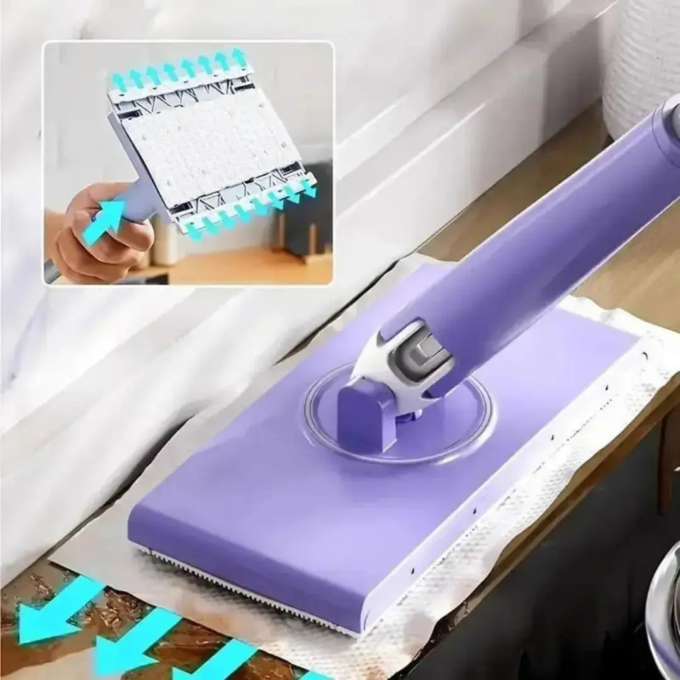 18057 Easy-Clean Mini Mop Stick with Auto Cloth Grip, compact mop with ergonomic handle and cleaning cloth attachment