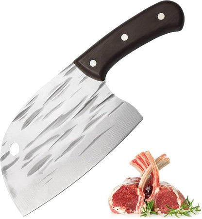 6-inch blade meat cleaver knife with a sturdy handle, ideal for cutting meat and outdoor multi-purpose kitchen tasks.