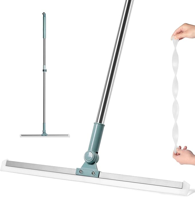 19384 50-inch multifunctional magic broom with long handle, silicone strips, and 180-degree rotating floor squeegee for cleaning
