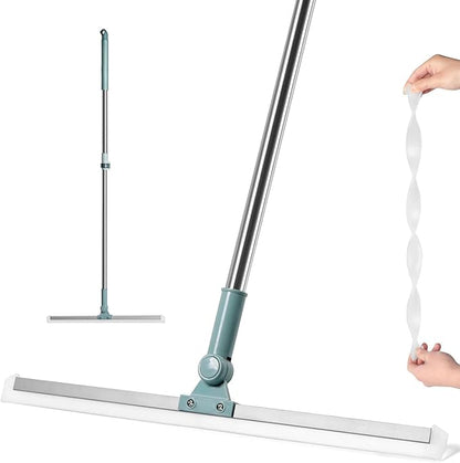 19384 50-inch multifunctional magic broom with long handle, silicone strips, and 180-degree rotating floor squeegee for cleaning