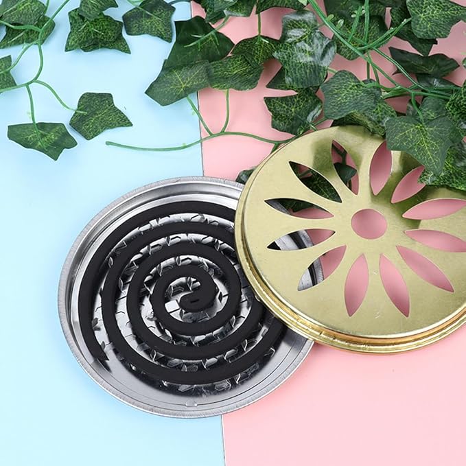 Portable stainless steel Zampire holder with mosquito repellent reel and incense holder, ideal for camping, home, and outdoor use