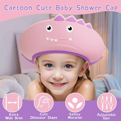 Colorful soft adjustable toddler shower cap with waterproof design, perfect for protecting kids during baths and shampooing.