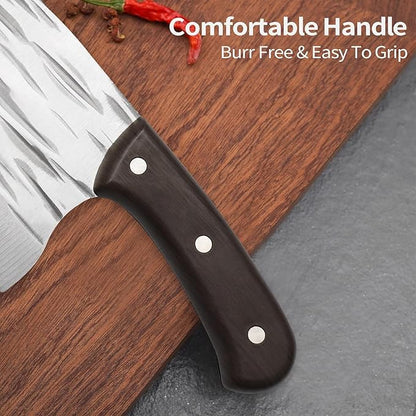 6-inch blade meat cleaver knife with a sturdy handle, ideal for butchering, outdoor cooking, and multi-purpose kitchen use.