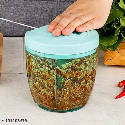 Premium 18896 vegetable chopper with 750 ml capacity and six sharp blades, ideal for efficient manual chopping in the kitchen.