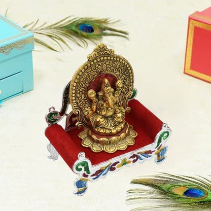 Wooden Bal Gopal Singhasan handcrafted for Pooja, featuring intricate design suitable for Laddu Gopal and Thakorji.