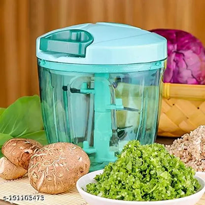 Premium 750 ml vegetable chopper with 6 blades by 18896, showcasing its sturdy manual design and sharp blades for efficient chopping.