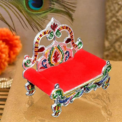 Wooden Bal Gopal Singhasan, handcrafted Pooja articles for Laddu Gopal, Thakorji, and Janmashtami celebrations.
