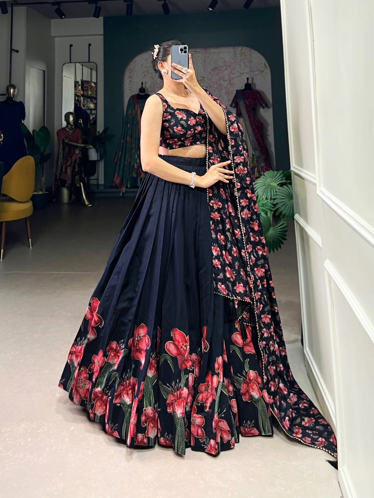 Women’s Lehenga Choli with traditional and sparkling embroidery, featuring vibrant colors and intricate details from the 19231 brand.
