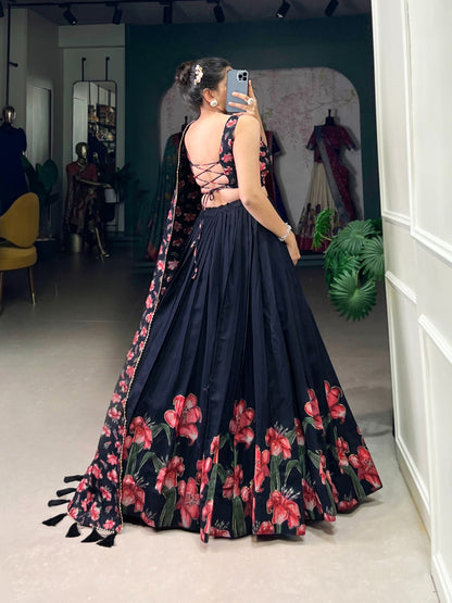 Women’s Lehenga Choli with traditional design and sparkling embellishments, by 19231, showcasing intricate embroidery and vibrant fabric.