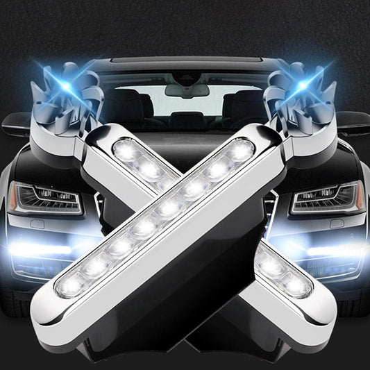Set of two white car wind-powered daytime running lights, auto accessories from 19378 for enhanced vehicle visibility