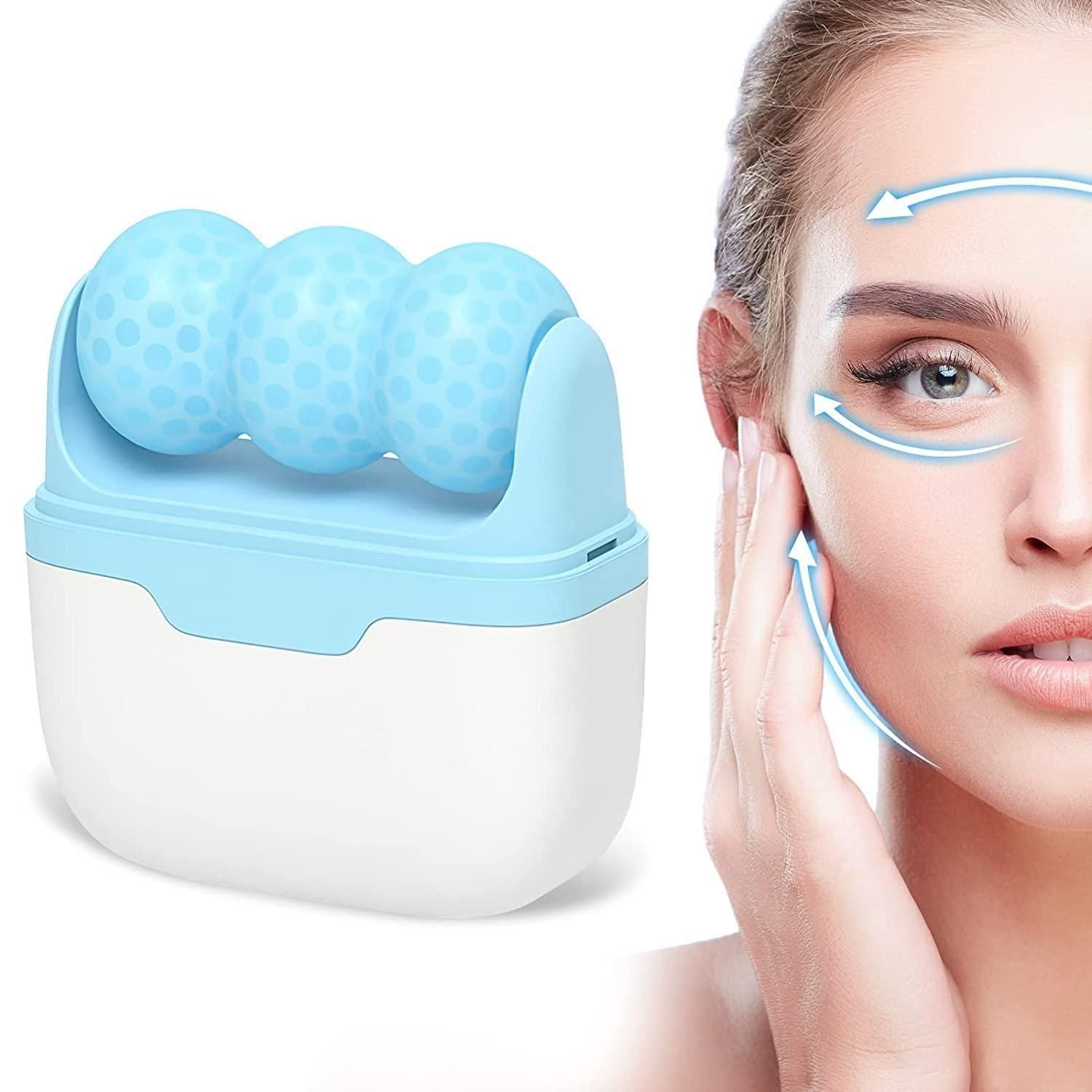 Upgraded 2-in-1 ice roller for face and body massage, health and fitness tool with ergonomic handle, brand 19378.