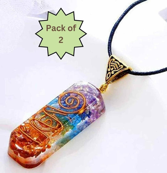Two titanium quartz stone pendants for puja rituals, showcasing polished, natural gemstone surfaces in a pack of two.