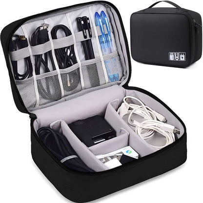 Universal travel gadget bag by 19378, designed for cables, plugs, and small electronic accessories, with multiple compartments.