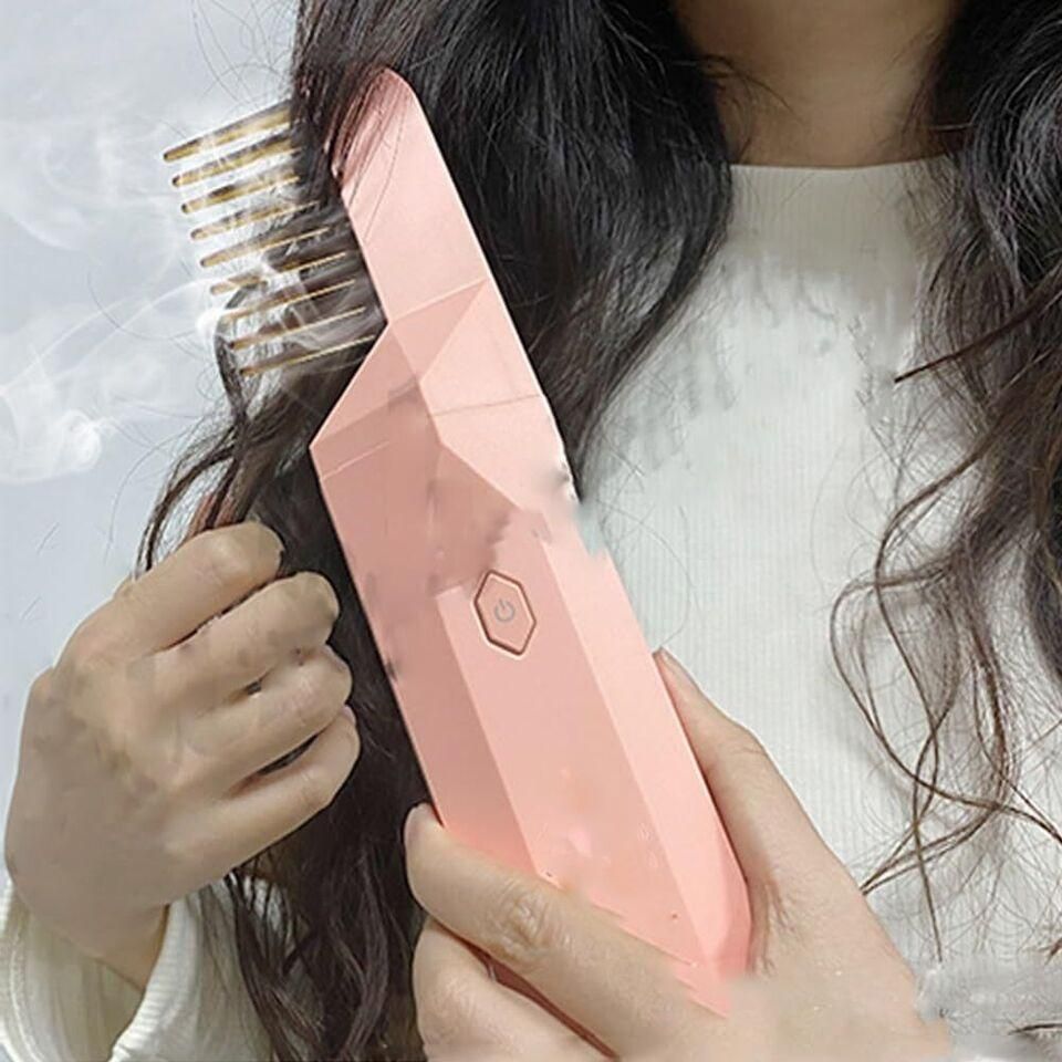 Portable multifunctional hair comb with fragrance, hand massage features, designed for hair grooming and styling.