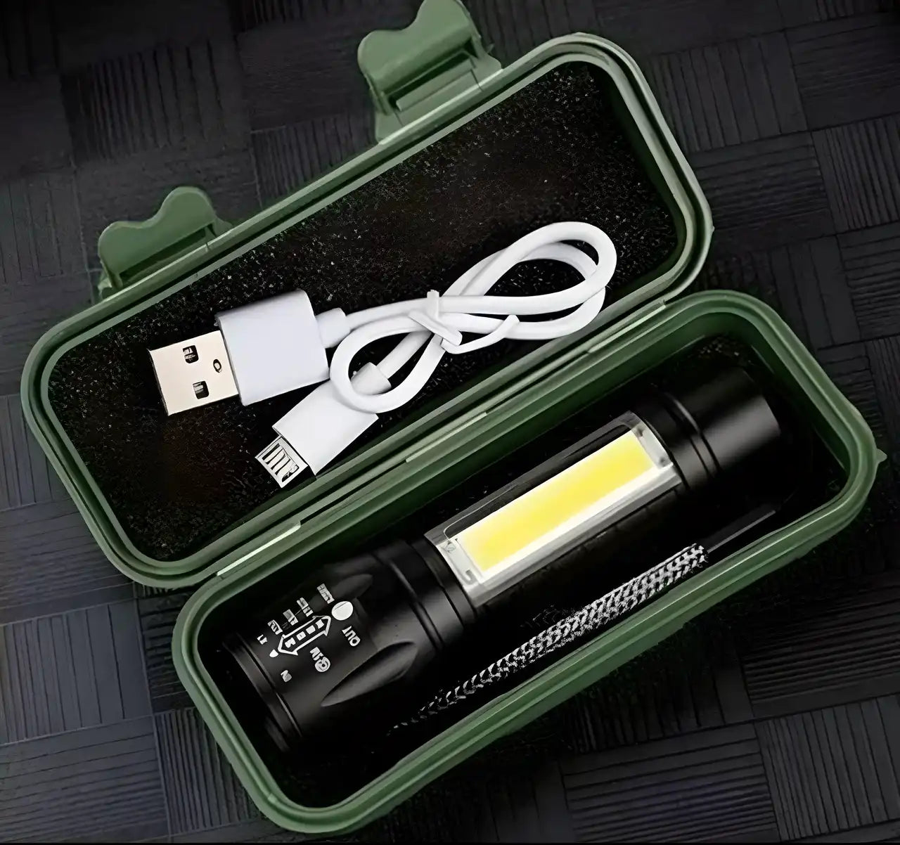 Pocket-sized mini portable XPE and COB LED tactical flashlight for electric grooming sets, compact and versatile.