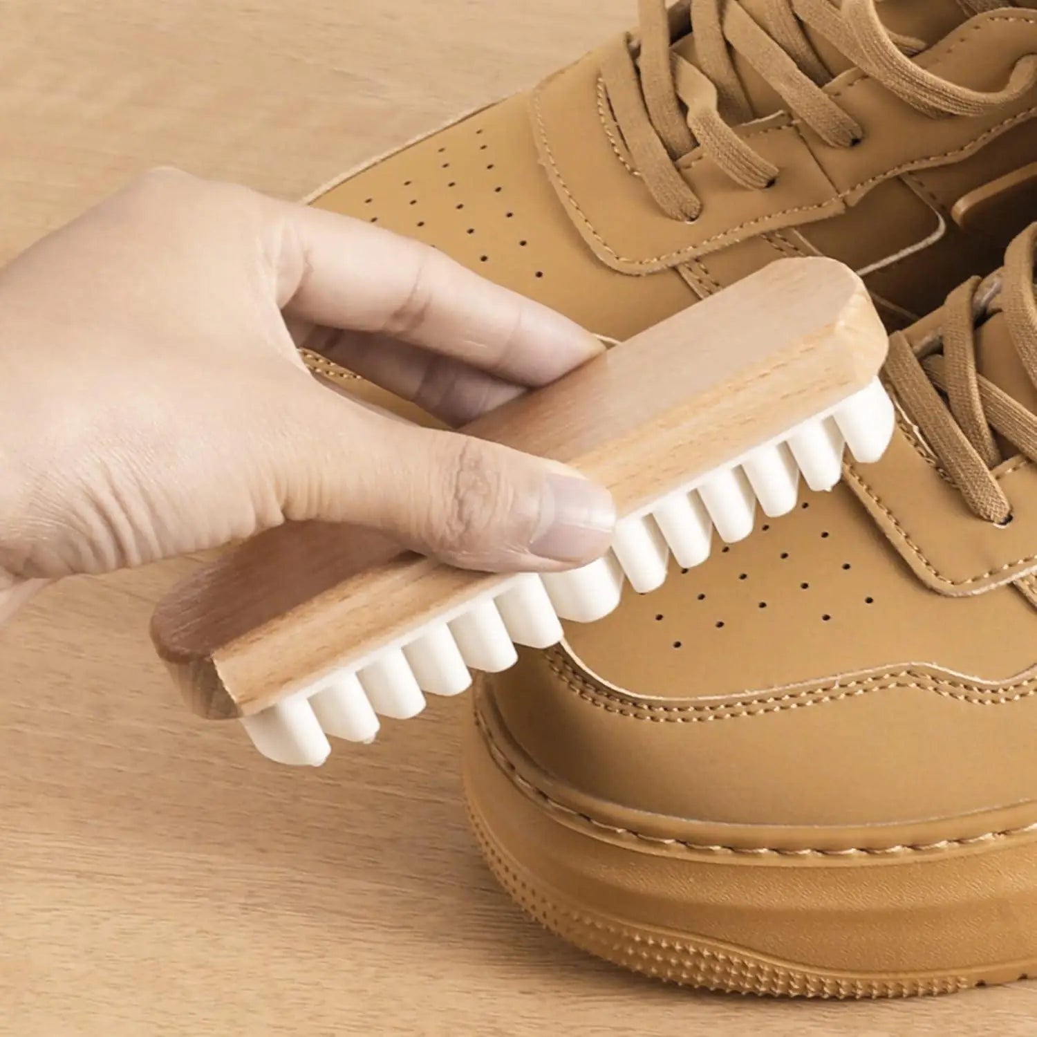 19378 2-in-1 shoe cleaning brush in a kitchen tool set, showing dual-sided brush for effective shoe and appliance cleaning.