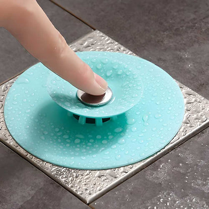 Set of three silicone kitchen sink strainers in assorted colors, durable household kitchen tool set for trapping debris.