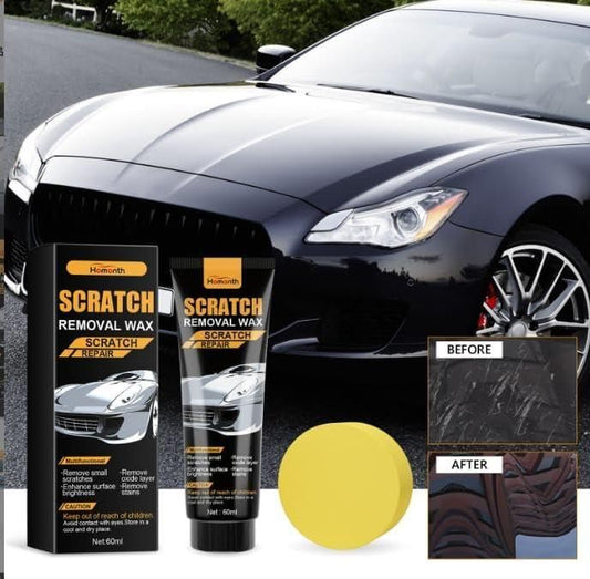 19378 Car Scratch Repair Agent 60ml displayed in a clear container, with a brush and duster for car scratch touch-up and repair.