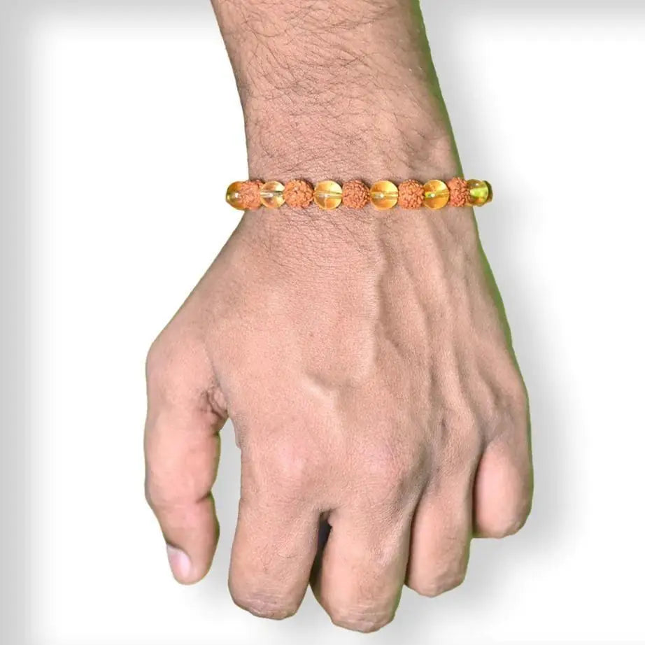 Two Rudraksha Citrine crystal bracelets for pooja, featuring natural beads and spiritual design, brand 19378.